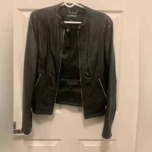 Express Faux Leather Double Peplum Jacket